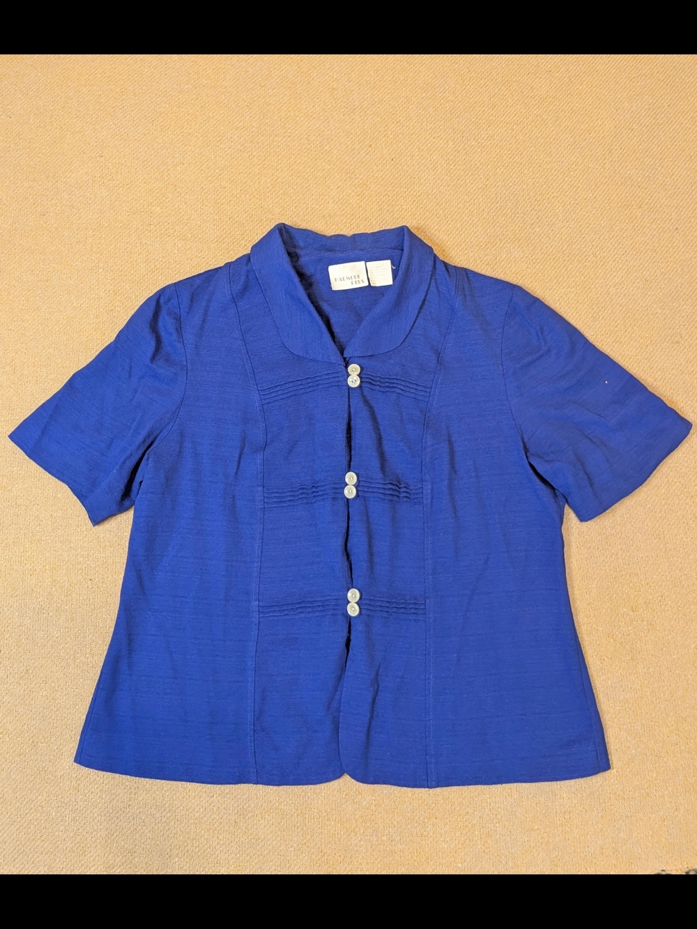 Vintage Halmode Plus Cobalt Blue Short Sleeve Button Down Blouse Shirt 18W